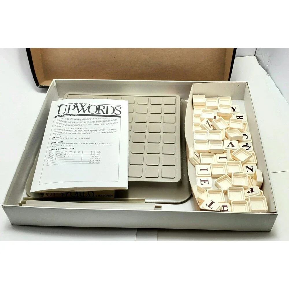 UPWORDS Vintage 1988 Word Strategy Board Game Classic Stackable Family Fun Retro